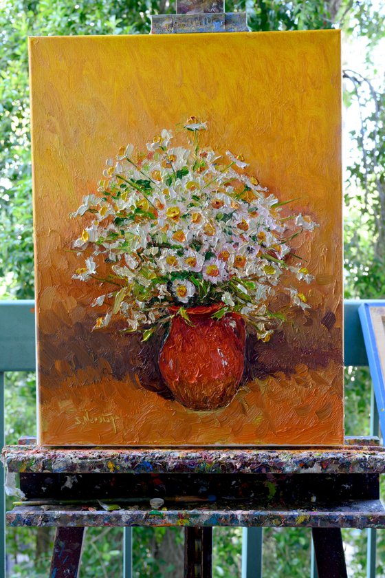 Red Jug and Chamomiles