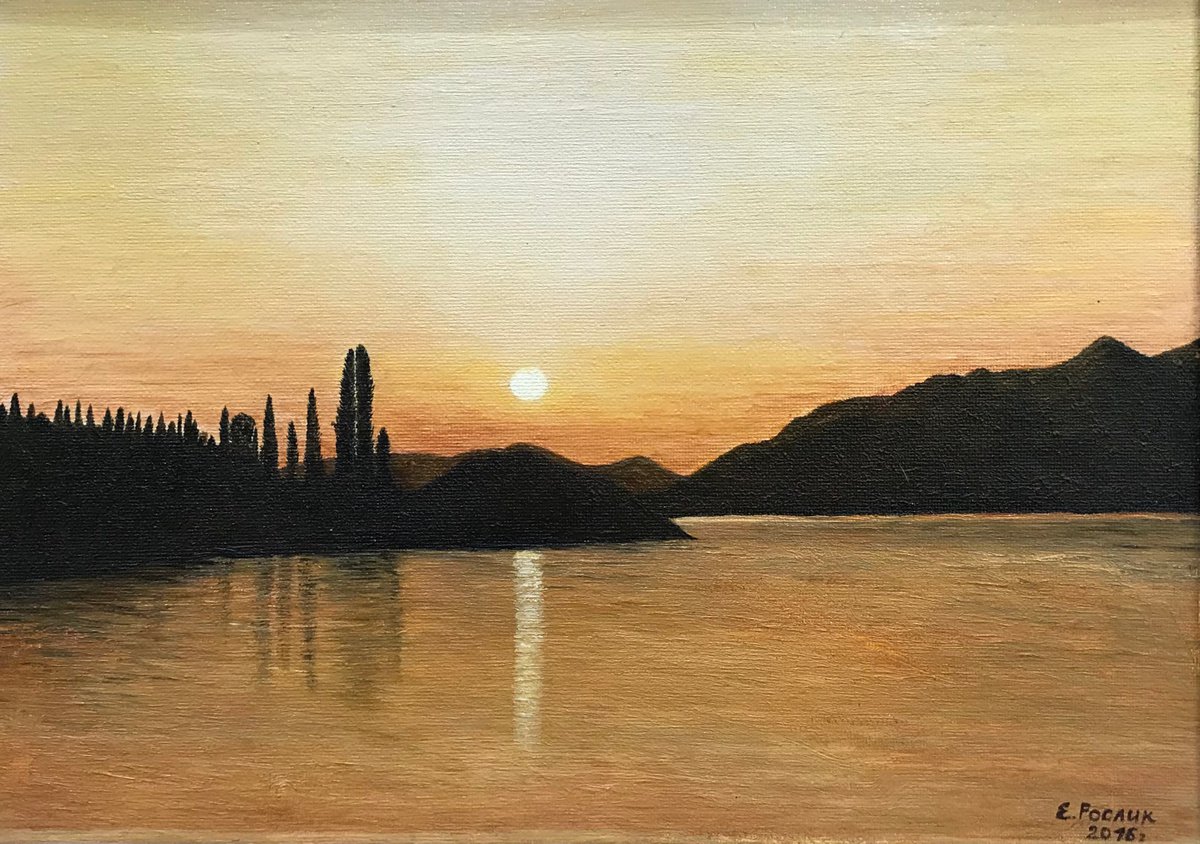 Original oil painting Bay of Tivat - 35x25 cm (2016) by Evgeniya Roslik