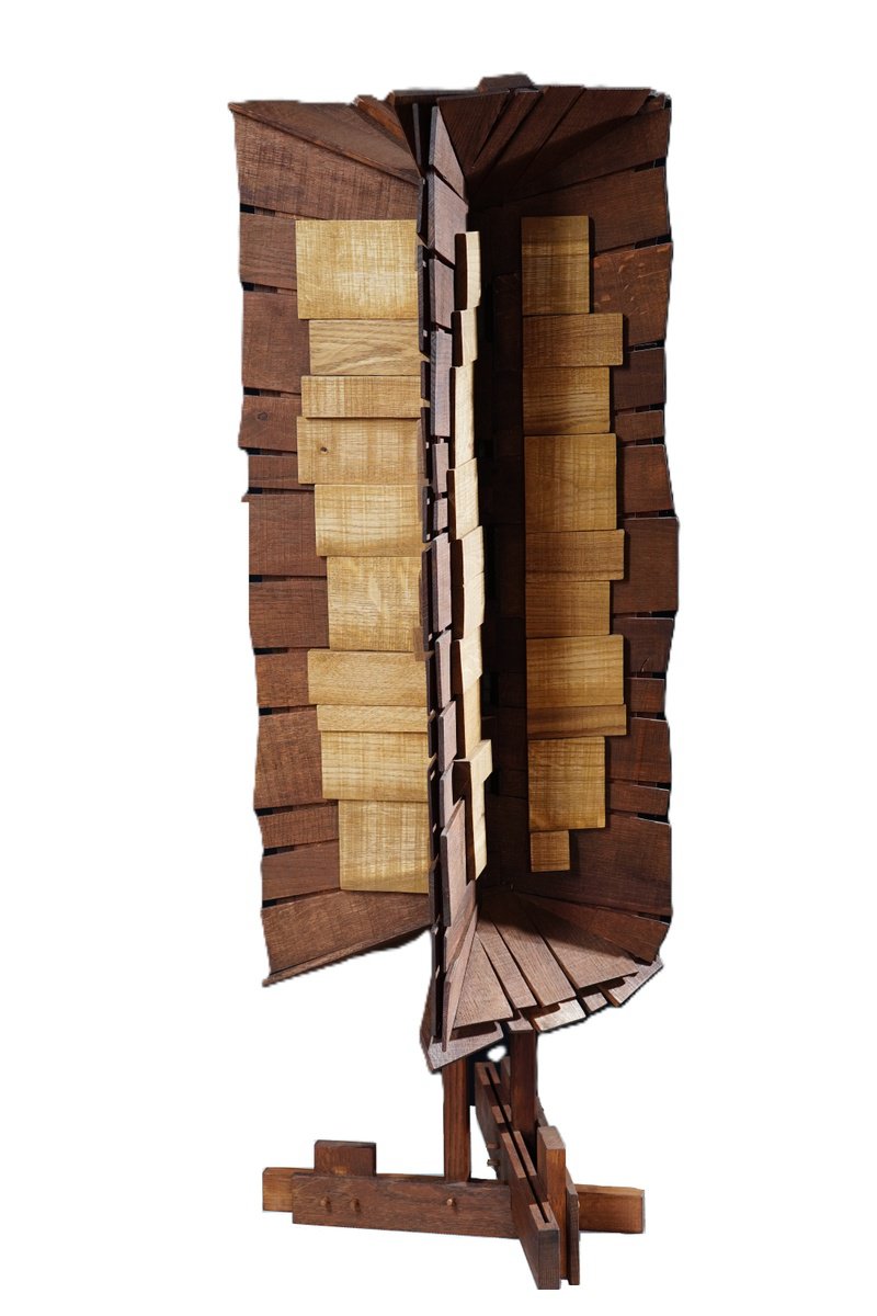 Expressive Wood Sculpture , Fir Tree By Sava Draganov, 13 X 44, Artwork For Sale On Artfinder