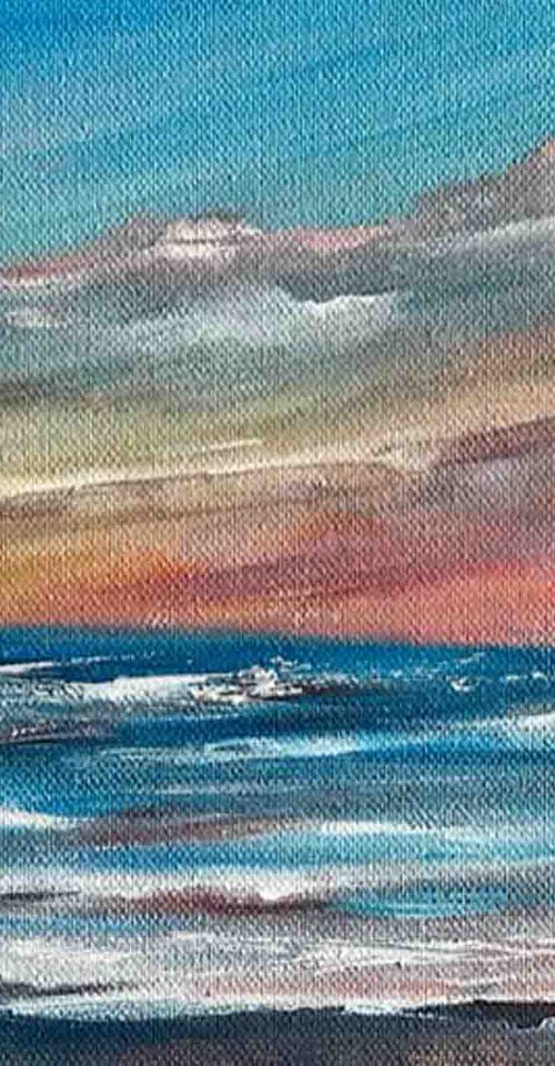 Summer Sky Original  Acrylic on Canvas 8 X 10 Seascape Beach Summer Tropical by Rosie Brown