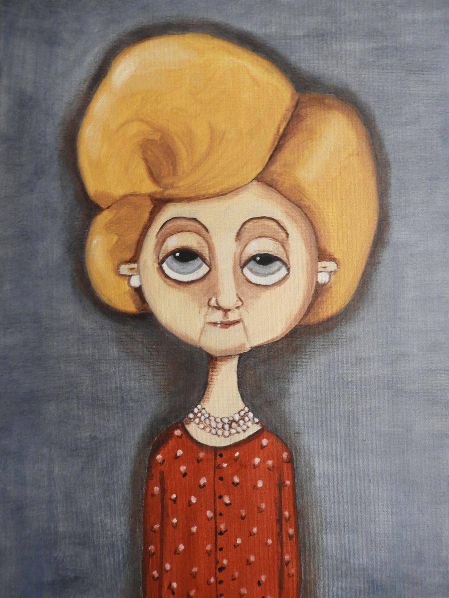 Mrs T - oil on canvas inspired by a photo by Diane Arbus by Silvia Beneforti