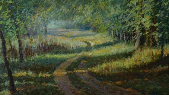 Sunny Autumn Path - autumn landscape painting