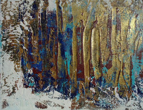 Beige and Gold Textured Art. Painting with Structures. Triptych