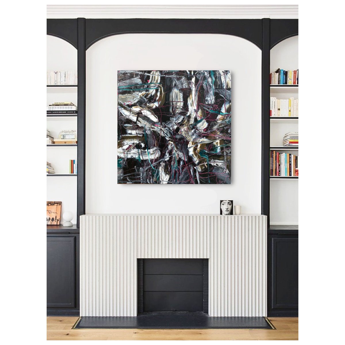 Abstract Oil Painting By Maria Esmar, 39 X 39", Nuit, Original Artwork