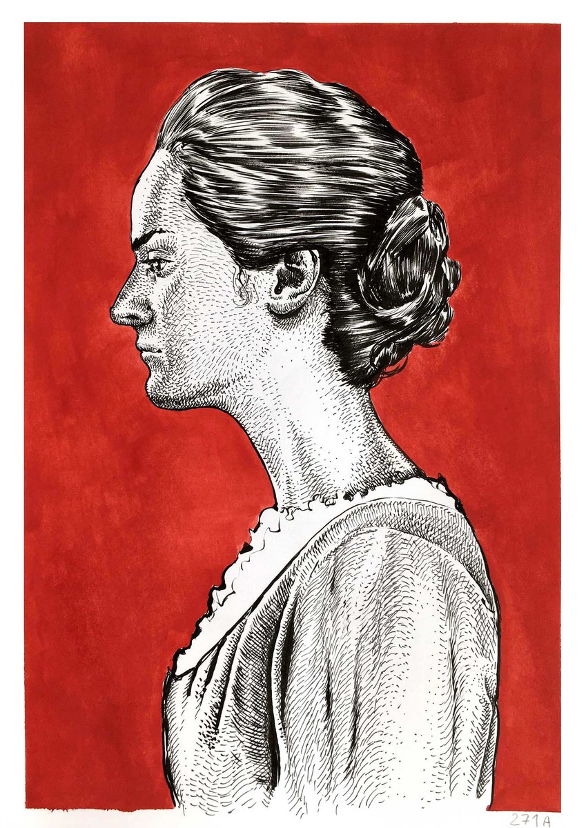 Impressionistic Portrait Ink Drawing By Dario Moschetta, 8 X 11, Portrait 271A.2020, Original Artwork