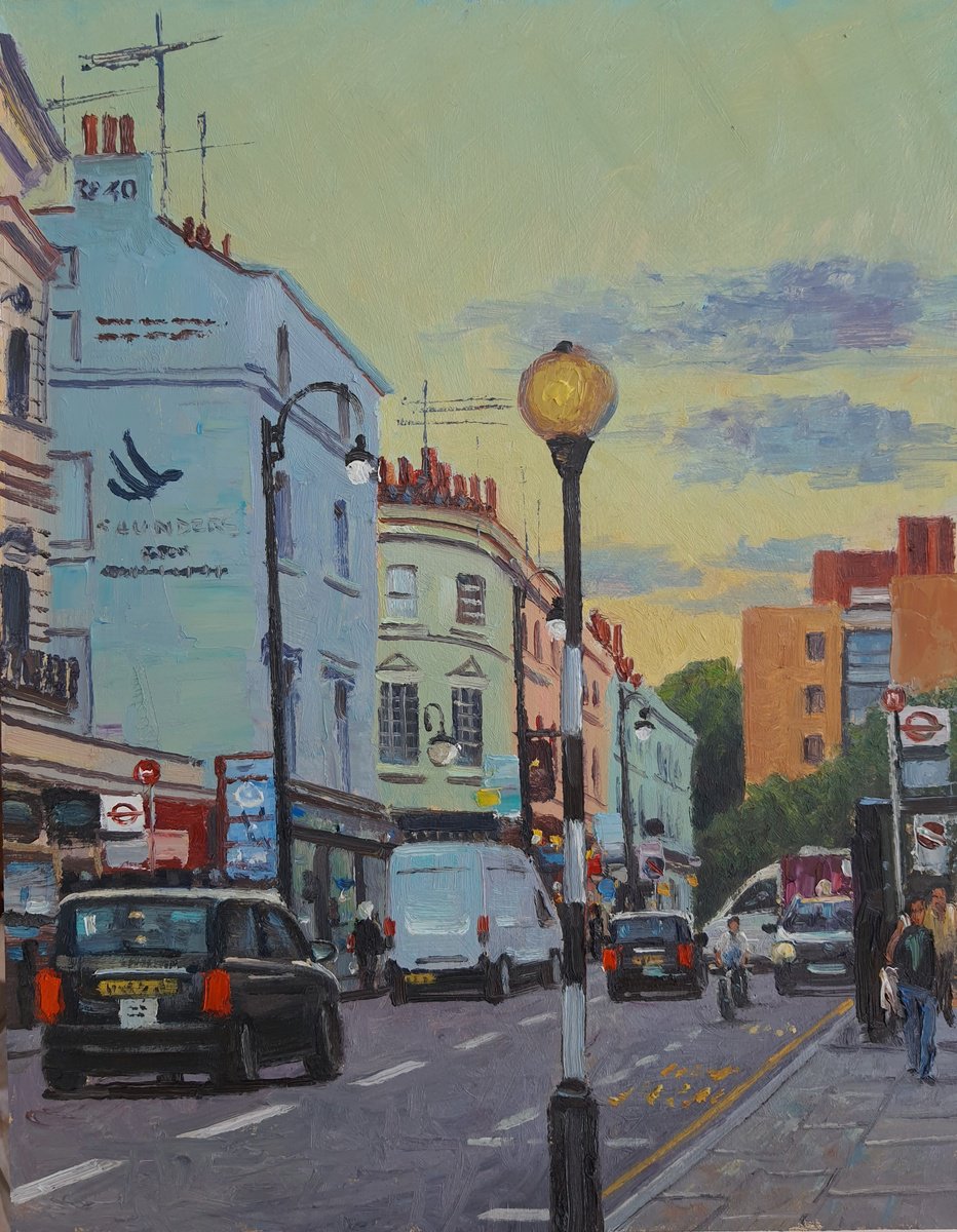 Impressionistic Cityscapes Oil Painting By Roberto Ponte, 14 X 18", Gloucester Rd S.kensington, Original Artwork
