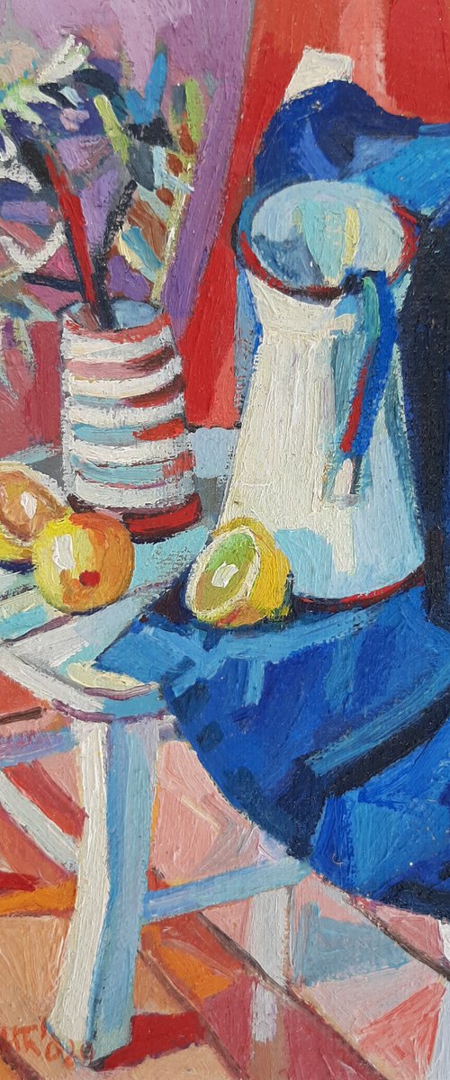 Still life with a chair, miniature by Maja Đokić Mihajlović