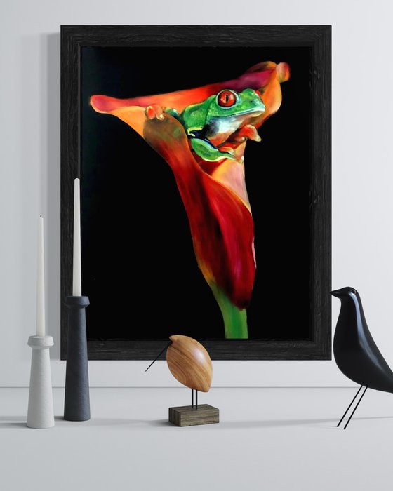 Treefrog in Calla Lily