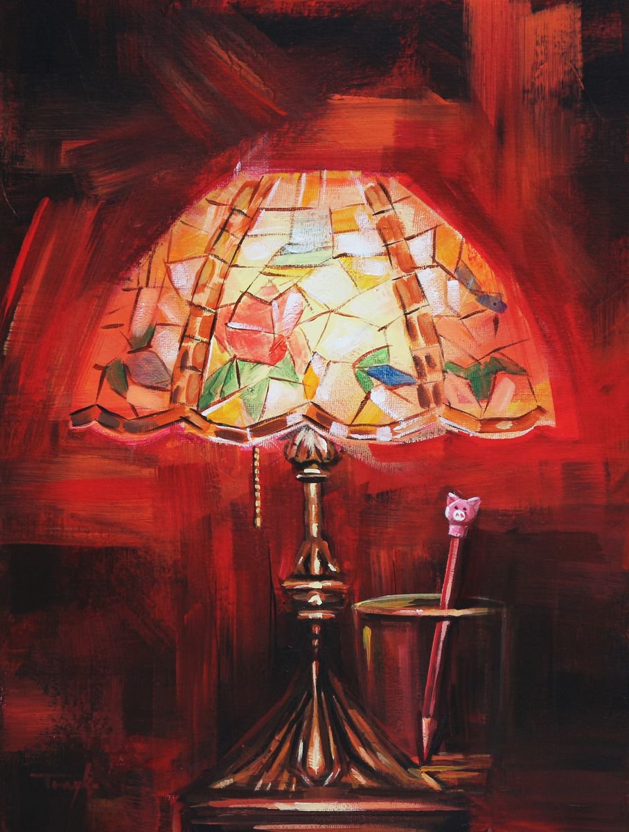  Light In The Night. Red. On The Desk. Perfect Gift. By Trayko Popov, 12 X 16, Artwork For Sale On Artfinder