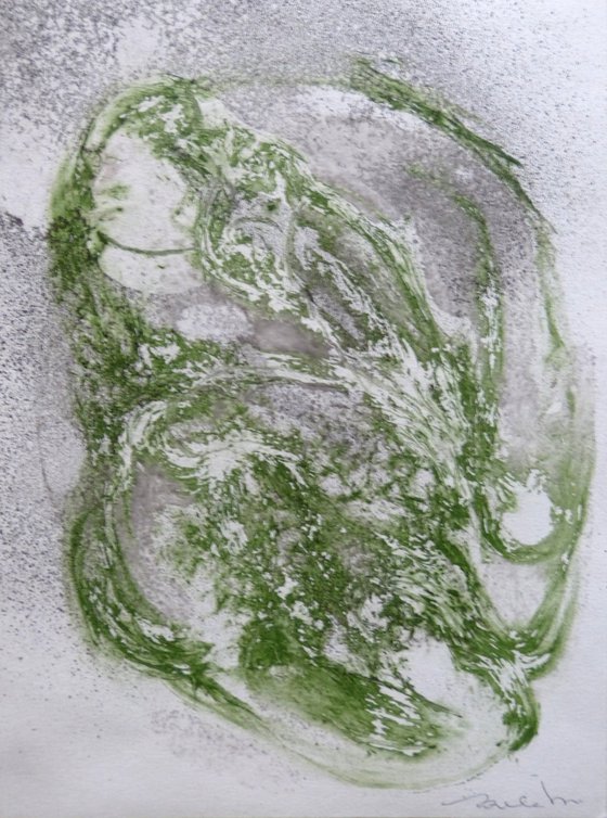 Green Mood 30, acrylic on paper 28x21 cm