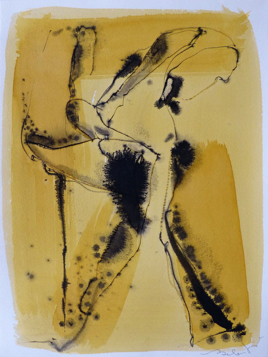 Abstract Ink Drawing By Frederic Belaubre, 9 X 13, Transfigure E2, Original Artwork