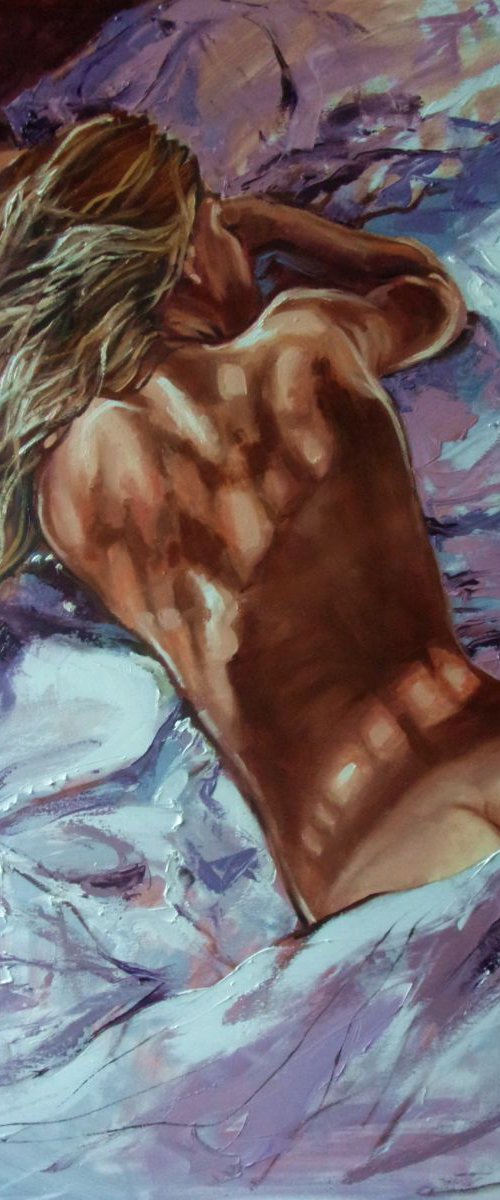 " AFTERNOON dreamer ... " - original oil painting on canvas, palette knife CHRISTMAS GIFT by Monika Luniak