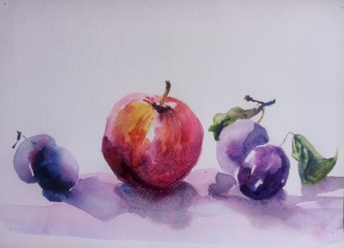 August apple and plums by Oxana Raduga