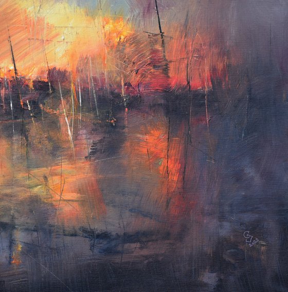 " Harbor of destroyed dreams - Morning After .... " W 125 x H 100 cm