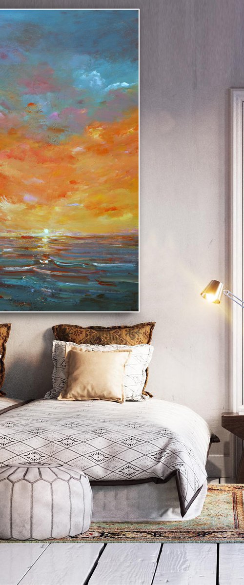 DISCOUNT SPECIAL PRICE " GOLDEN TWILIGHT " ORIGINAL PAINTING, SUNSET,SEASCAPE by mir-jan
