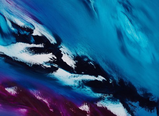 Blue sky I, the series, 100x70 cm, Deep edge, LARGE XL, Original abstract painting, oil on canvas