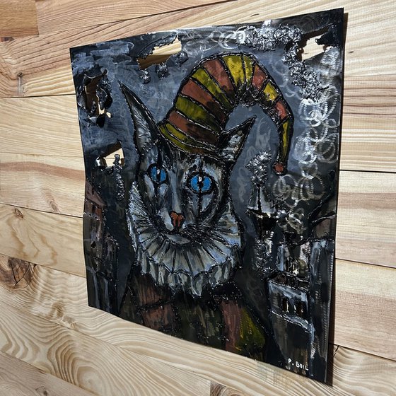 Wall sculpture - Cat Harlequin