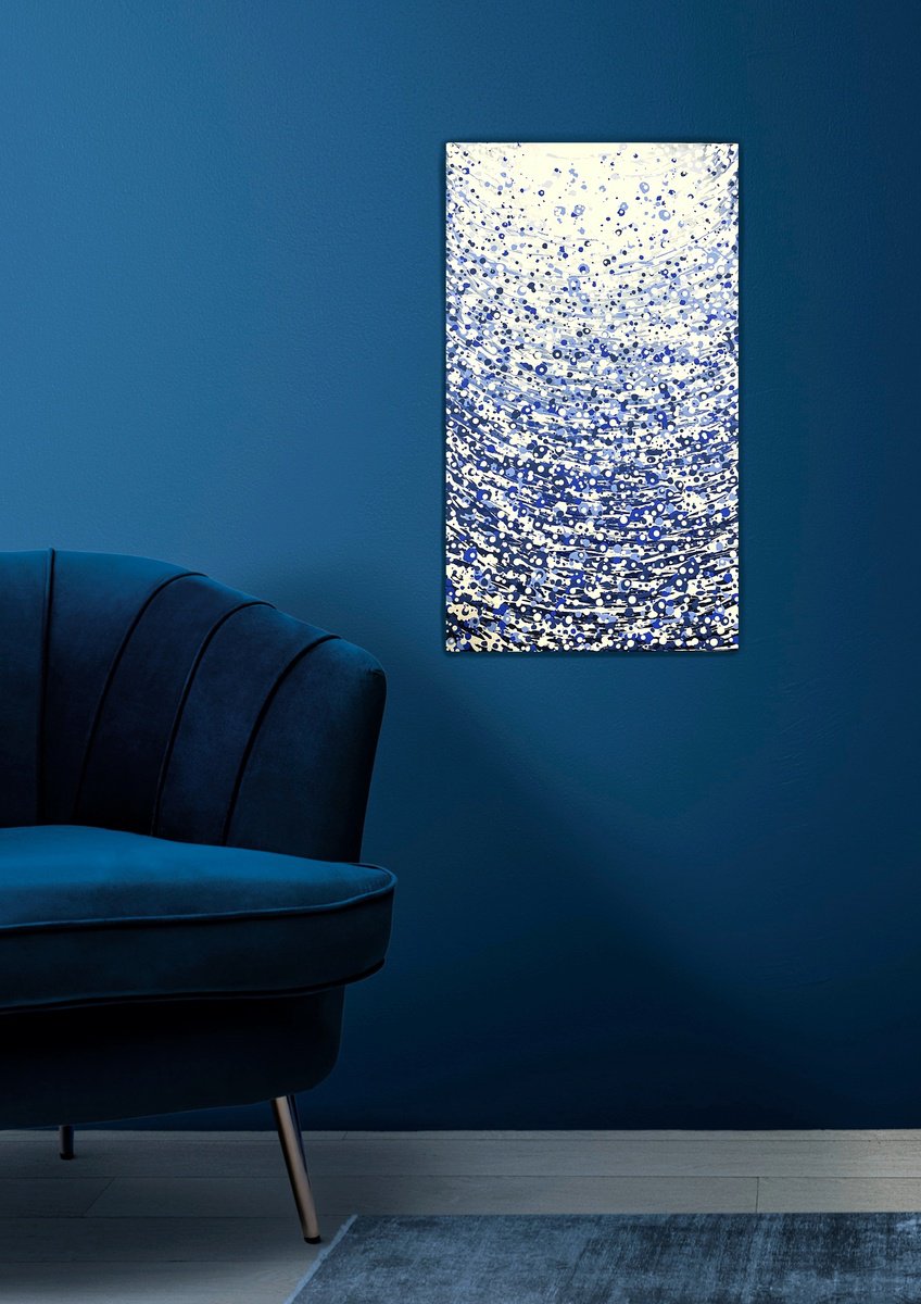 Impressionistic Abstract Acrylic Painting By Tina Shyfruk, 12 X 20", Jump Into The Water, Original Artwork