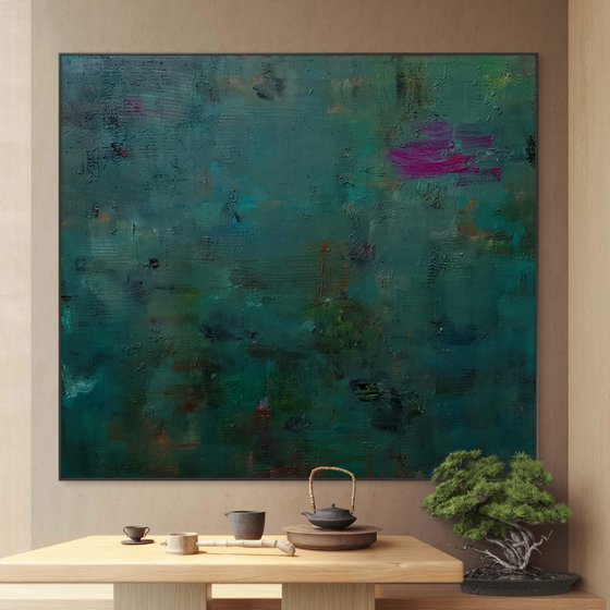XXL green abstract painting