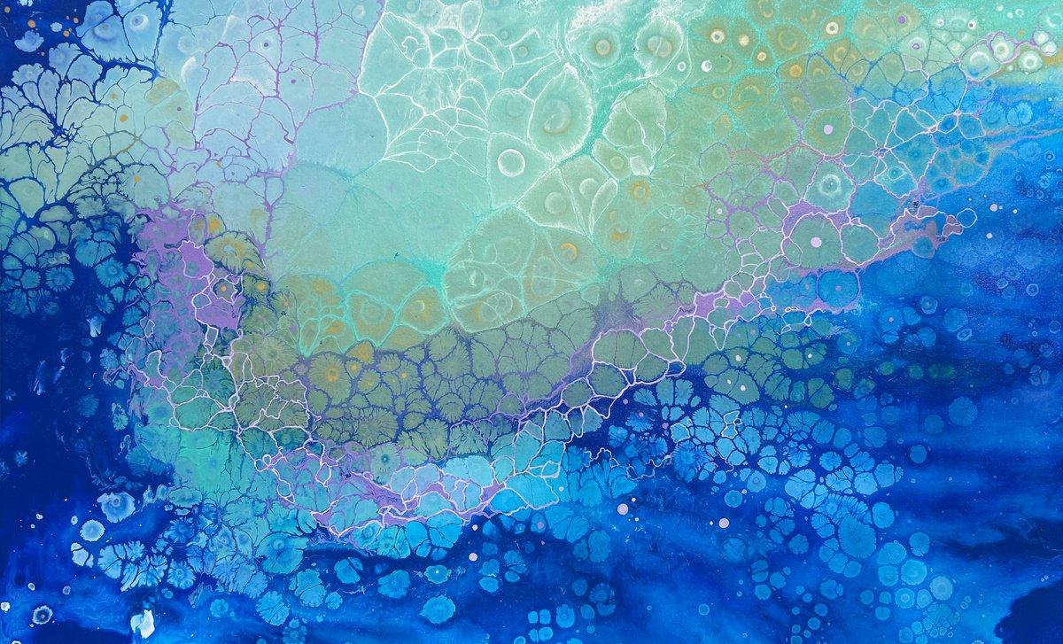 Abstract Acrylic Painting By Alexandra Dobreikin, 66 X 41, Spirit Of The Ocean, Original Artwork