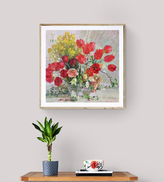 Still life with spring flowers