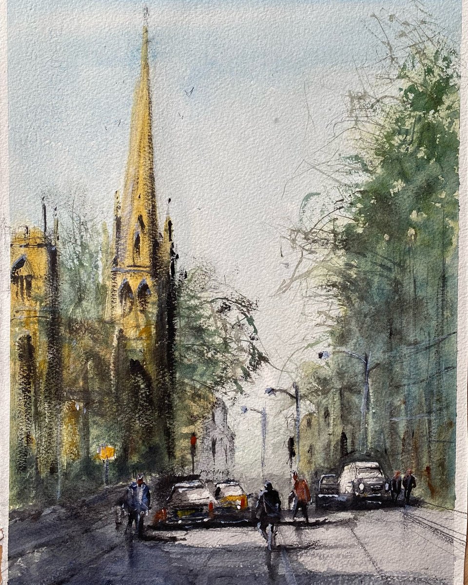 Impressionistic Watercolour , Cambridge Catholic Church By Paul Mitchell, 11 X 15, Artwork For Sale On Artfinder