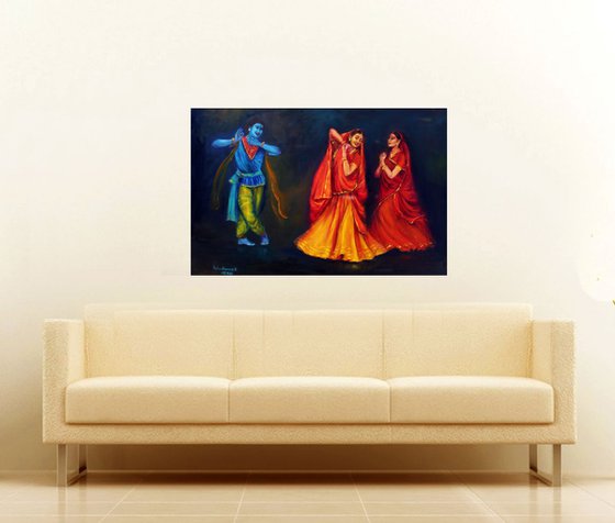 Indian Kathak Dancers- Lord Krishna, Radha and the Gopis