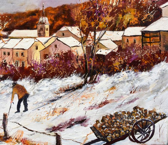 A village in my countryside   in winter
