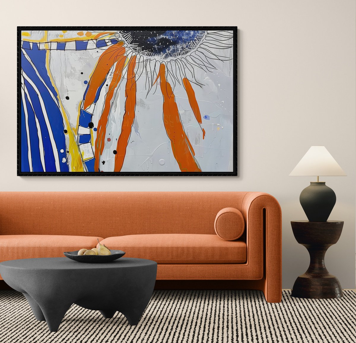 Abstract Acrylic Painting By V+V Kniazievi, 59 X 39", Flowers Of The Sun #4, Original Artwork