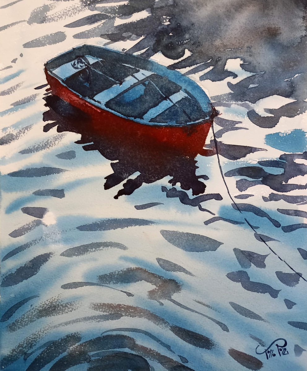 Expressive Landscape Watercolour By Tollo Pozzi, 10 X 12", Solitude, Original Artwork