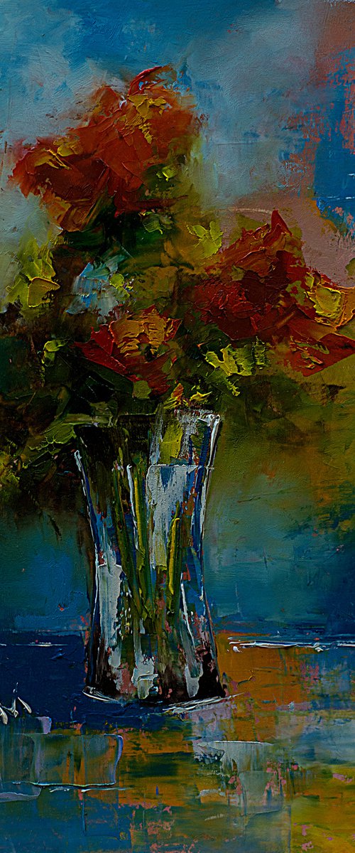 Flowers in vase. Abstrac still life for gift by Marinko Šaric