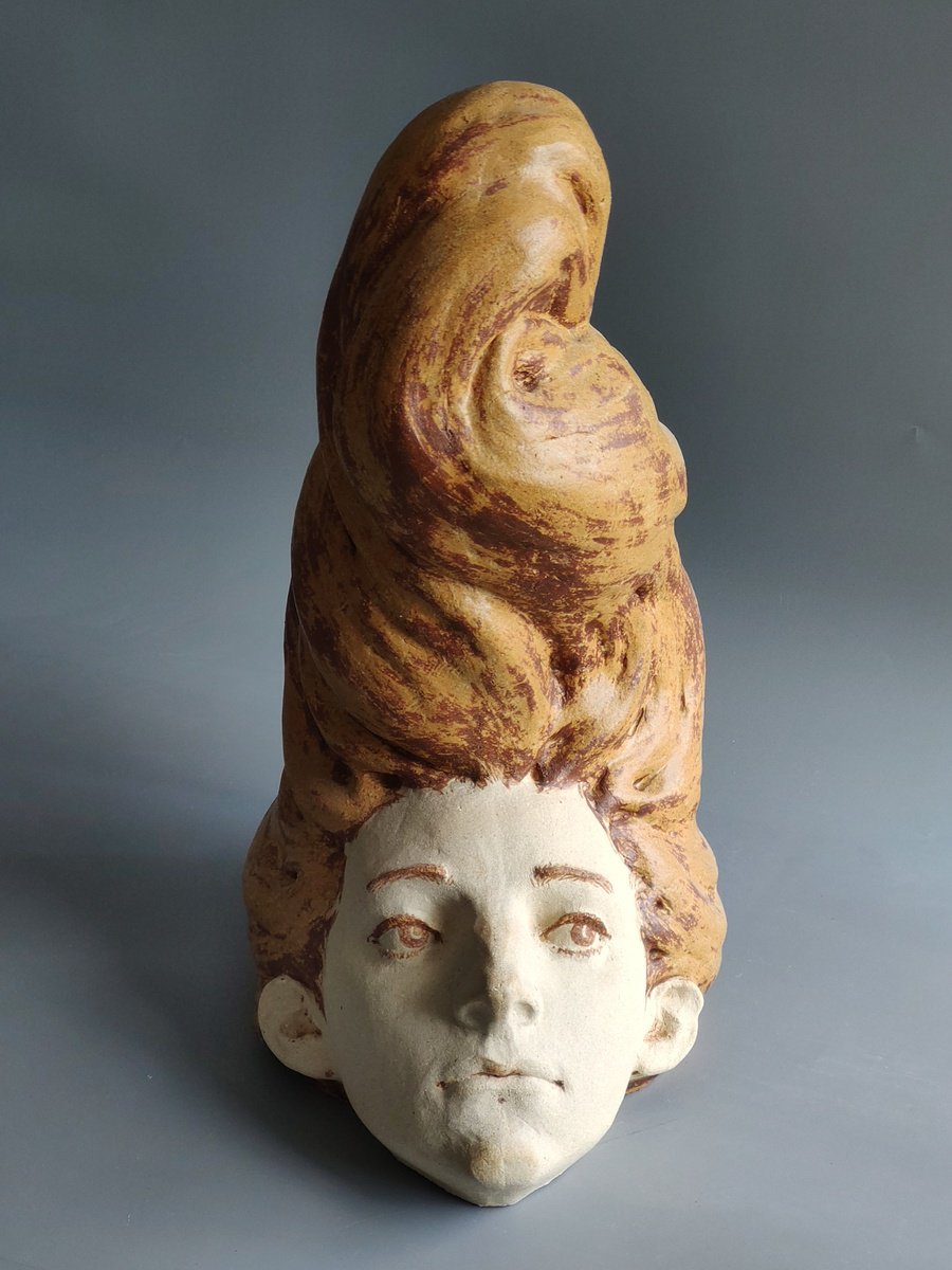 Expressive Portrait Clay Sculpture By Nadiia Otriazha Fedir Bushmanov, 9 X 18", Breeze, Original Artwork