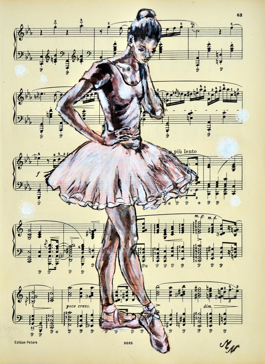 Ballerina XXV - Vintage Music Page, GIFT idea by Misty Lady - M. Nierobisz