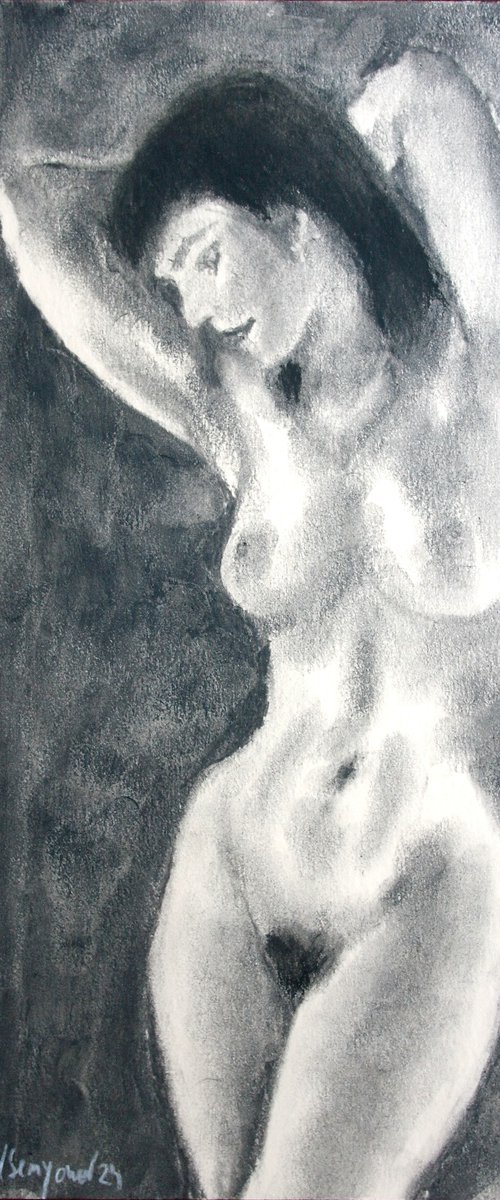 Female Figure 49 Charcoal Sketch by Juri Semjonov