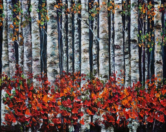 Birch Trees (palette knife) by OLena Art