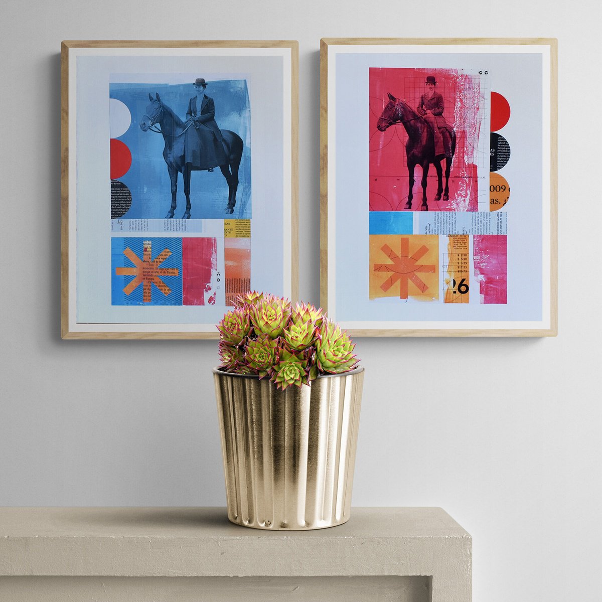 Urban And Pop Animal Collage By Manel Villalonga, 11 X 14", 302_Horses, Original Artwork