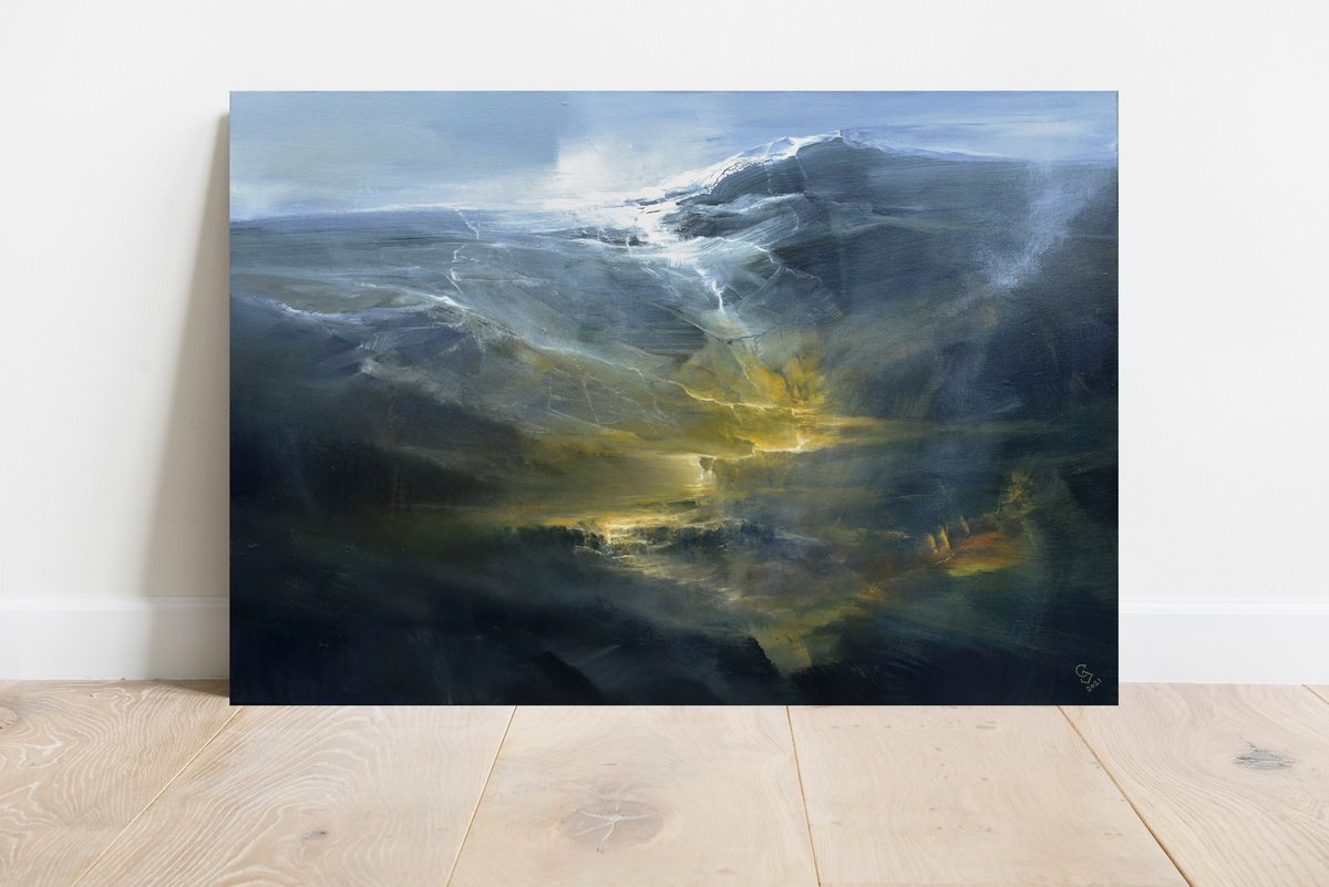 Abstract Landscape Acrylic Painting By Ivan Grozdanovski, 39 X 28, Agartha The Path To Valhalla, Original Artwork