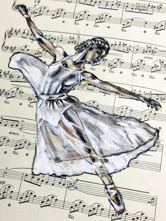 Ballerina LII - Vintage Music Page, GIFT idea