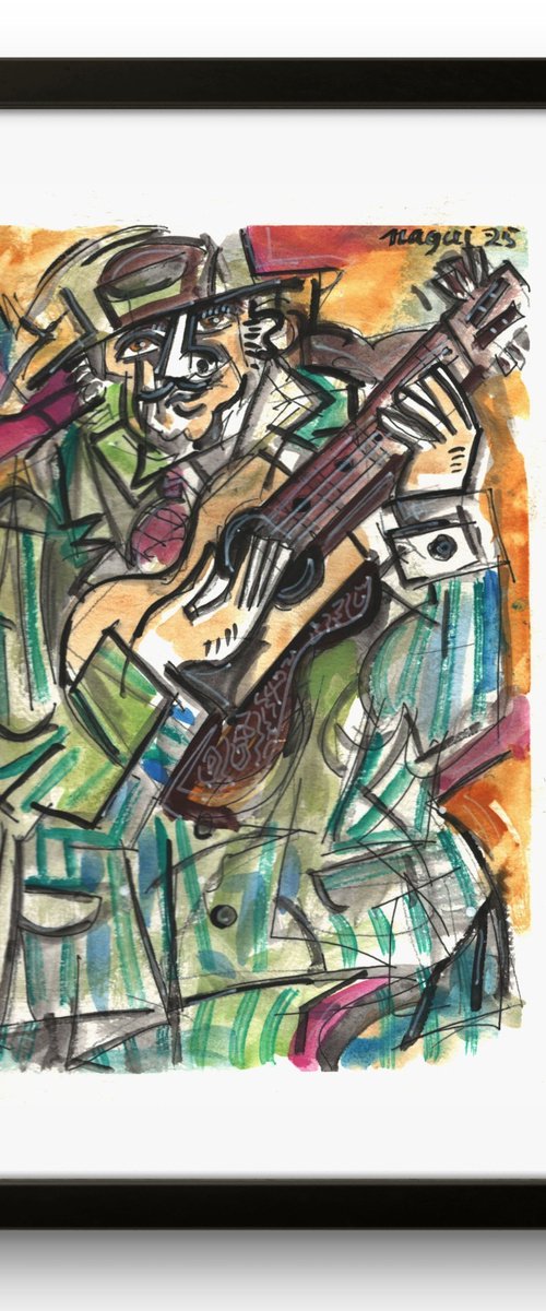 Guitarist watercolor 25 by Nagui