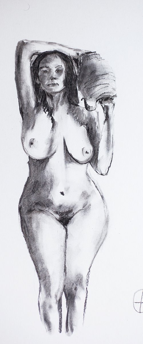 Nude in charcoal. 20. Black and white minimalistic female girl beauty body positive by Sasha Romm