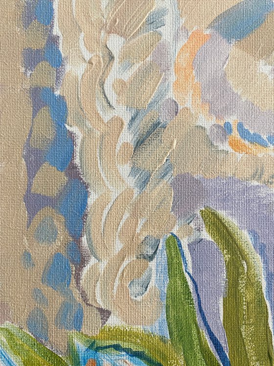 Tulips in a Blue Vase