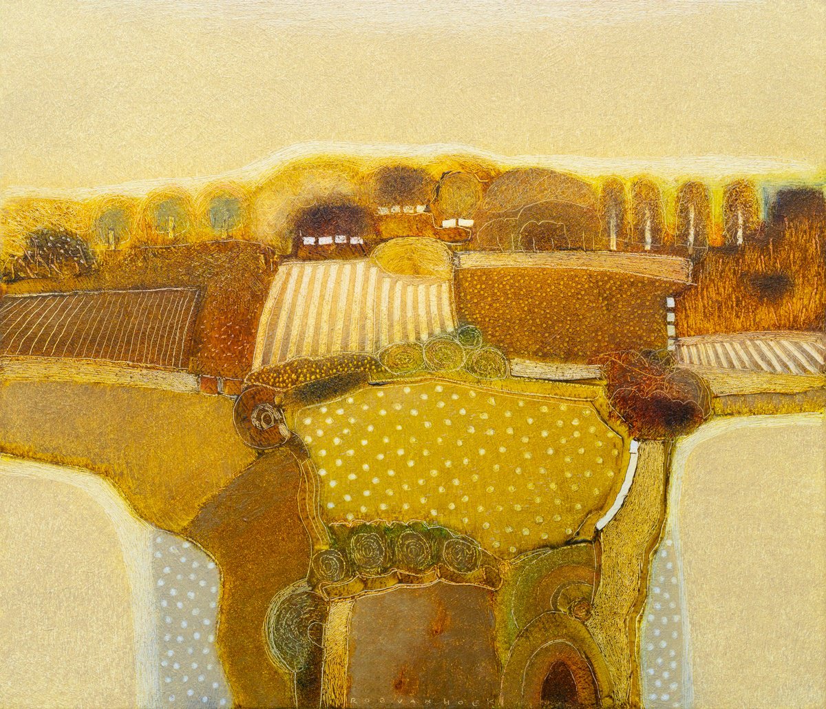 Landscape Oil Painting By Rob Van Hoek, 29 X 25", On An Island, Original Artwork