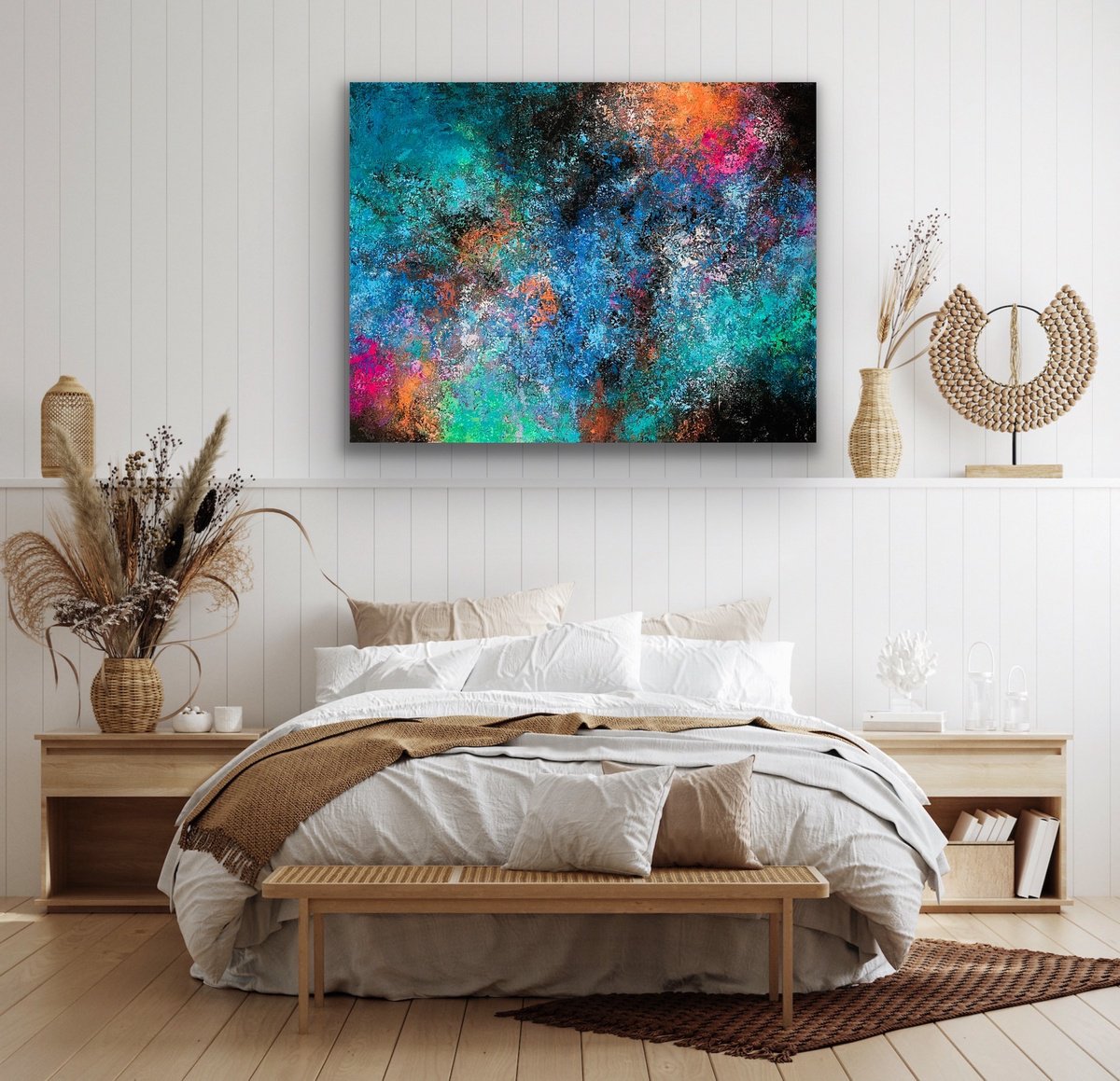 Abstract Acrylic Painting By Pooja Verma, 39 X 31", When Night Falls, Original Artwork