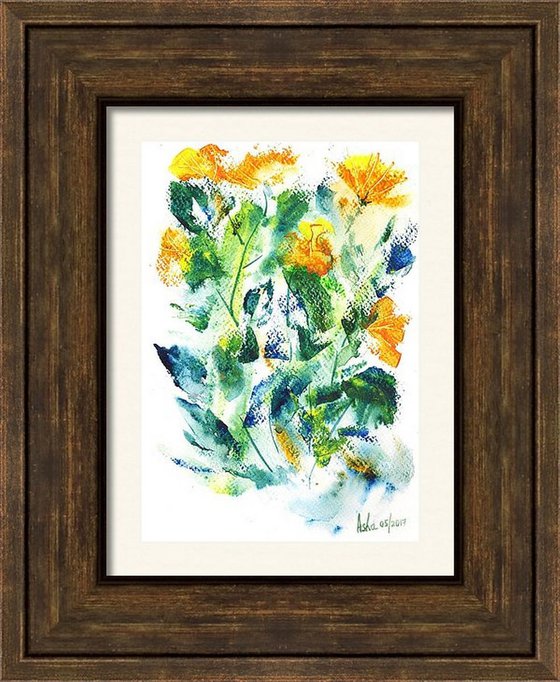 Yellow Spring Flowers, Abstract Floral