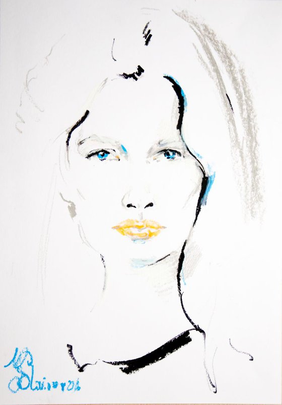 Woman portrait Sketch #3 Modern Fashion Minimalism