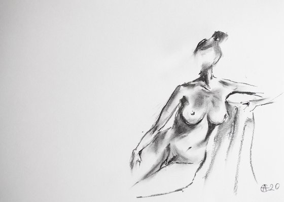 Nude in charcoal. 17. Black and white minimalistic female girl beauty body positive