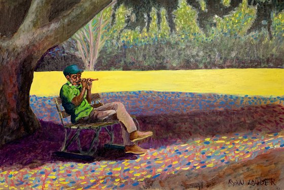 Flute Player In The Park