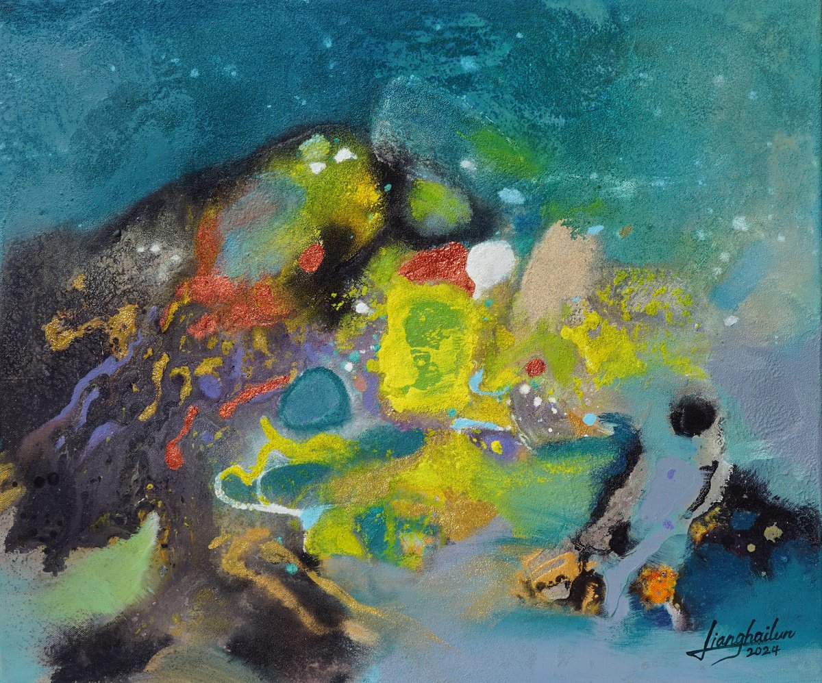 Abstract Acrylic Painting By Liang Hailun, 22 X 18", N°243, Original Artwork