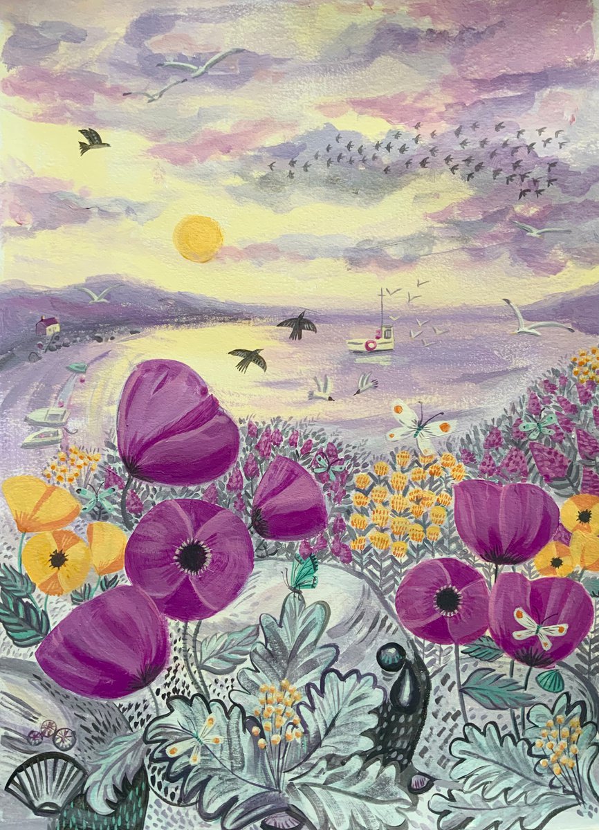 Floral Seascape By Mary Stubberfield, 11 X 16, Artwork For Sale On Artfinder