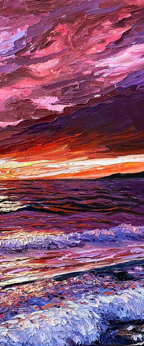 Violet Warm sunset on the beach by Elena Adele Dmitrenko